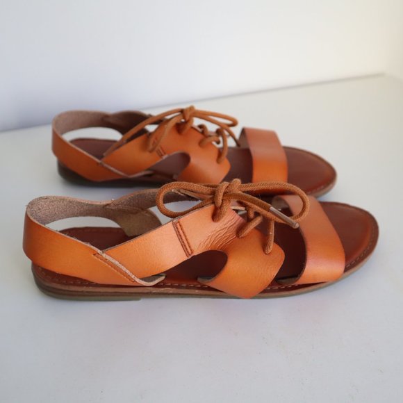 American Eagle Outfitters Brown Leather Gladiator Lace-Up Sandals, Size 8 - Picture 7 of 12